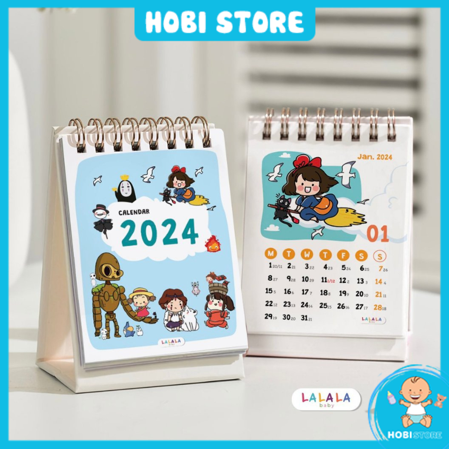 Lịch để bàn 2024 có lịch âm mini kèm ghi chú nhắc việc tiện lợi calendar Lalala Baby phong cách basic nhiều mẫu cute