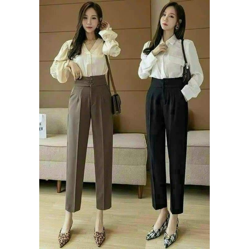 Quần baggy công sở cạp cao 2 cúc