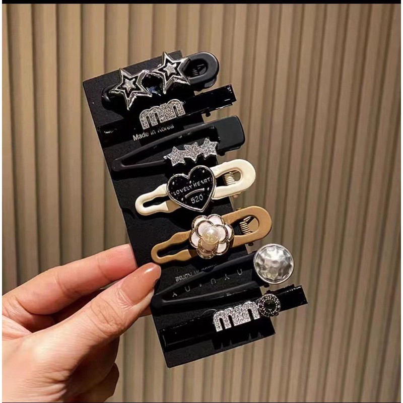 Set 7 kẹp tóc đen phong cách trẻ trung năng động