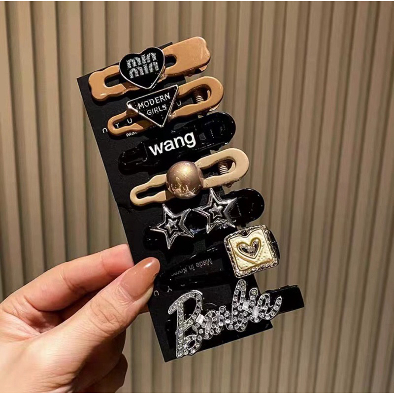 Set 7 kẹp tóc đen phong cách trẻ trung năng động