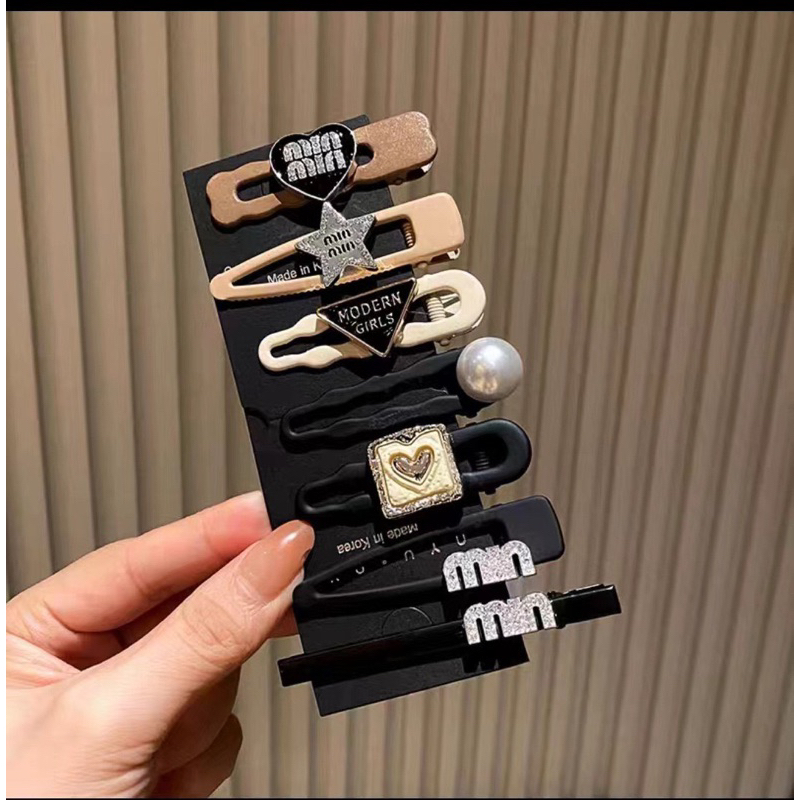 Set 7 kẹp tóc đen phong cách trẻ trung năng động