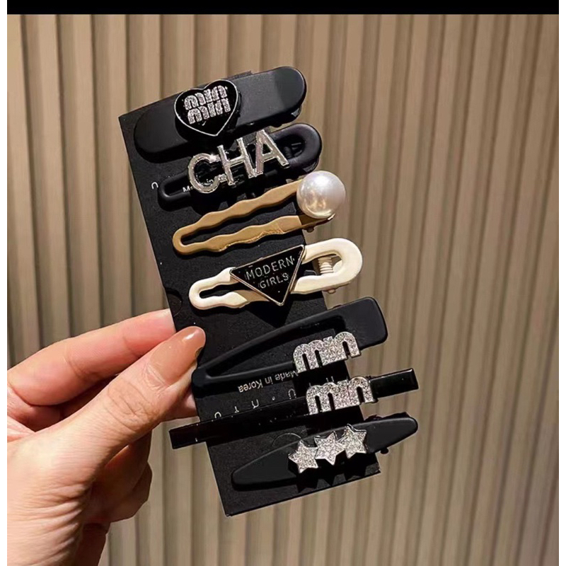 Set 7 kẹp tóc đen phong cách trẻ trung năng động