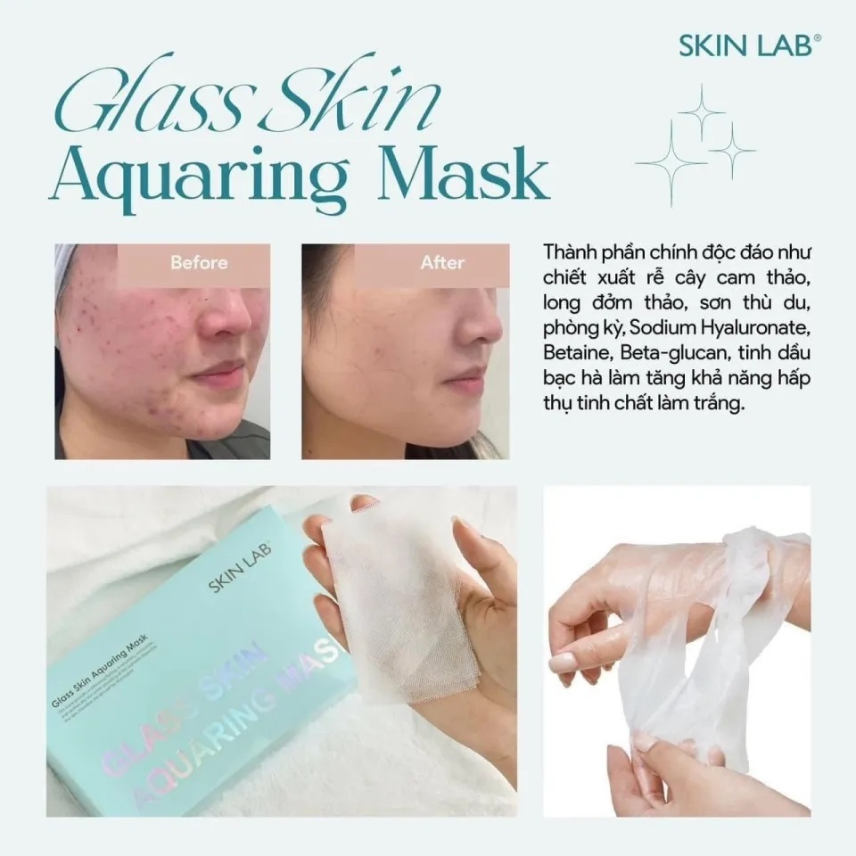 Mặt nạ Skin Lab Glass Skin Aquaring Mask  Skinlab cấp ẩm, phục hồi da, căng bóng da - Hàn Quốc