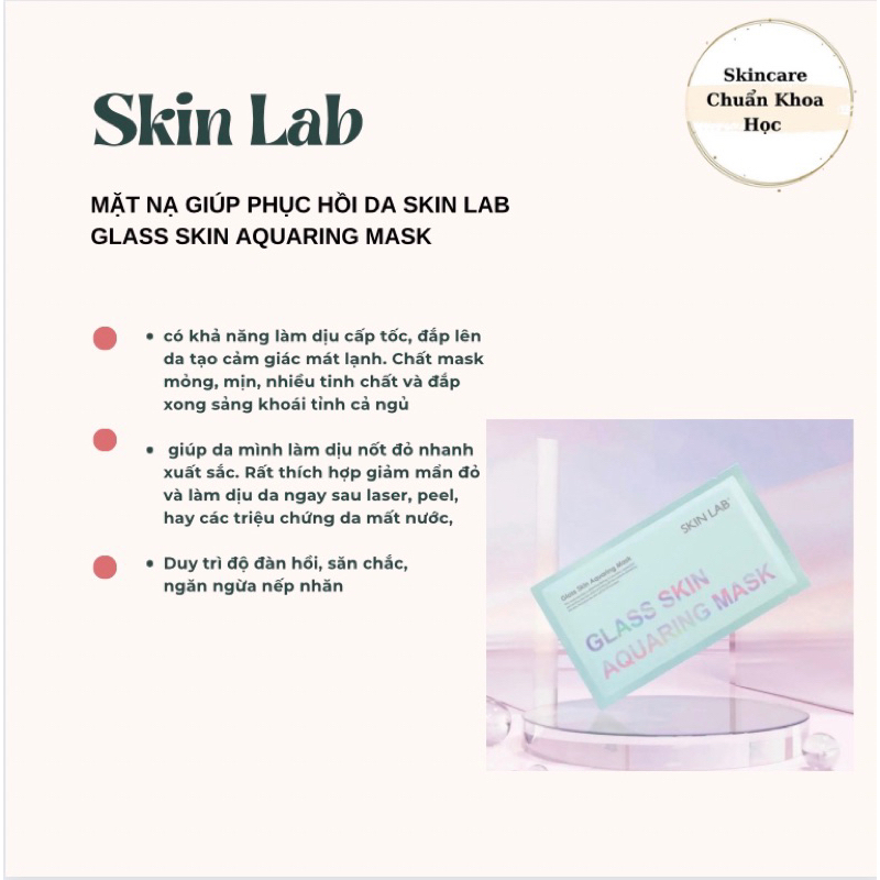 Mặt nạ Skin Lab Glass Skin Aquaring Mask  Skinlab cấp ẩm, phục hồi da, căng bóng da - Hàn Quốc