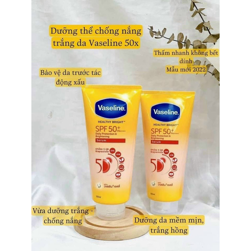 Dưỡng thể Vaseline 50X Healthy Bright SPF50+ Thái Lan 300ml