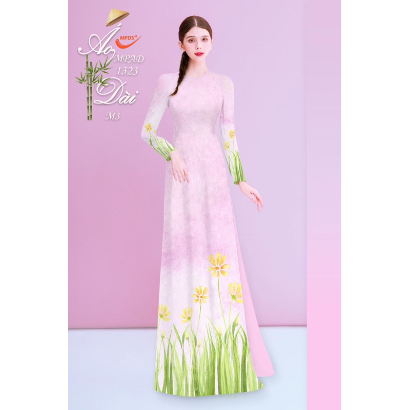 Vải áo dài in hình cỏ hoa lá