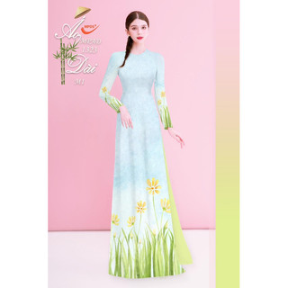 Vải áo dài in hình cỏ hoa lá