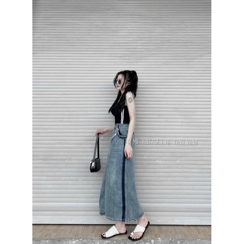 Chân váy bò dáng dài hàng Qc, mẫu hot