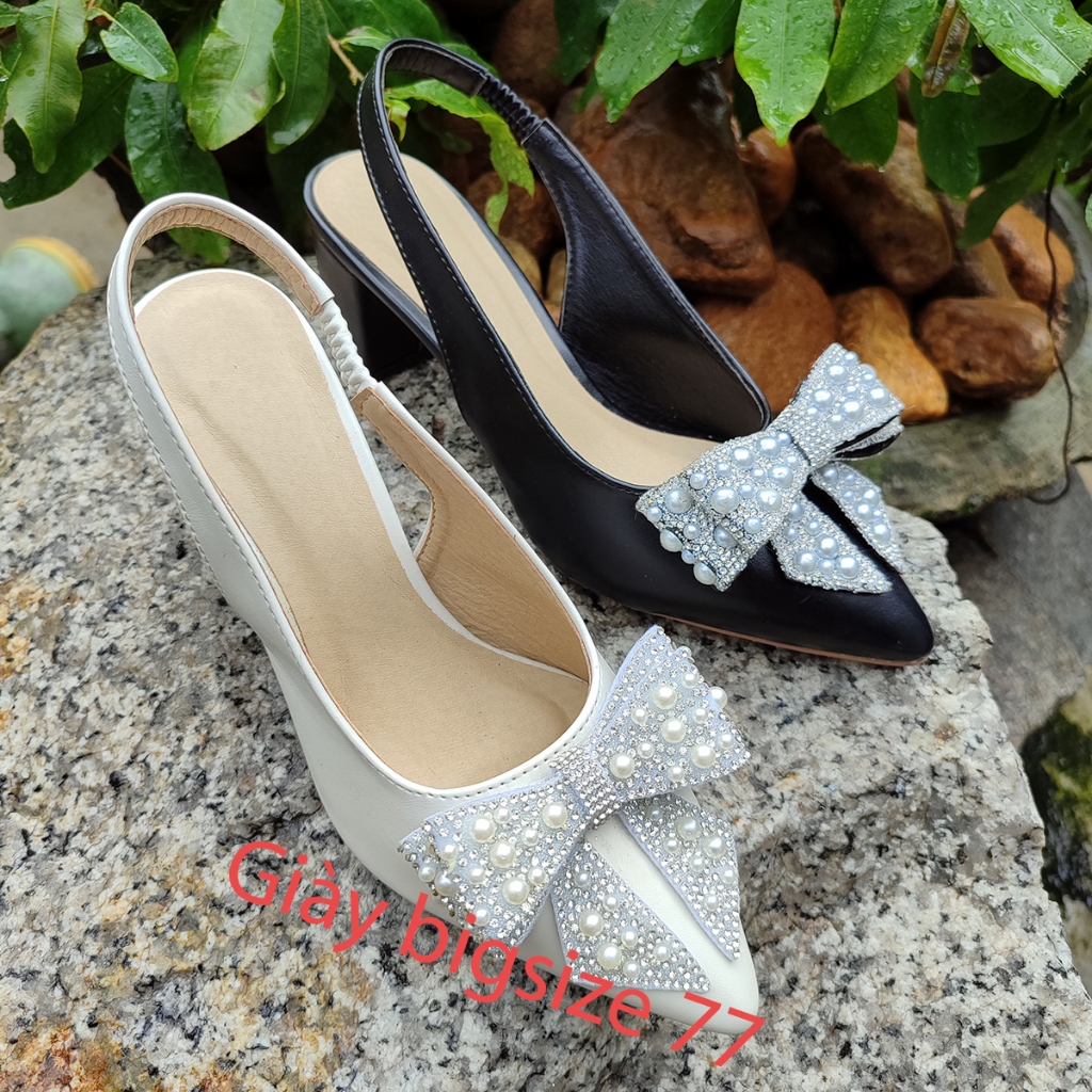 giày cao gót size nhỏ 7cm vuông,chất da lỳ,nơ ngọc châu 2 tầng,hậu có gắn chung dễ đi,bít sai từ 32-45