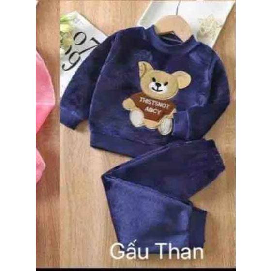 Bộ lông thêu gấu cho bé