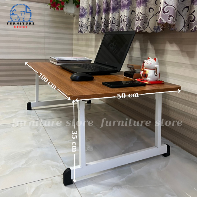 Bàn gấp gọn , bàn học làm việc chân xếp , đã lắp ráp sẵn , kích thước 50x100 , cao 35cm và 75cm