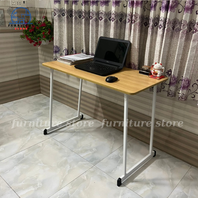 Bàn gấp gọn , bàn học làm việc chân xếp , đã lắp ráp sẵn , kích thước 50x100 , cao 35cm và 75cm