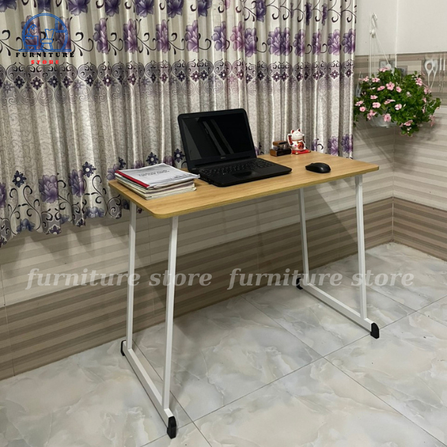 Bàn gấp gọn , bàn học làm việc chân xếp , đã lắp ráp sẵn , kích thước 50x100 , cao 35cm và 75cm