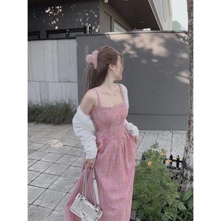 Đầm Midi 2S kèm khoắc crop trắng