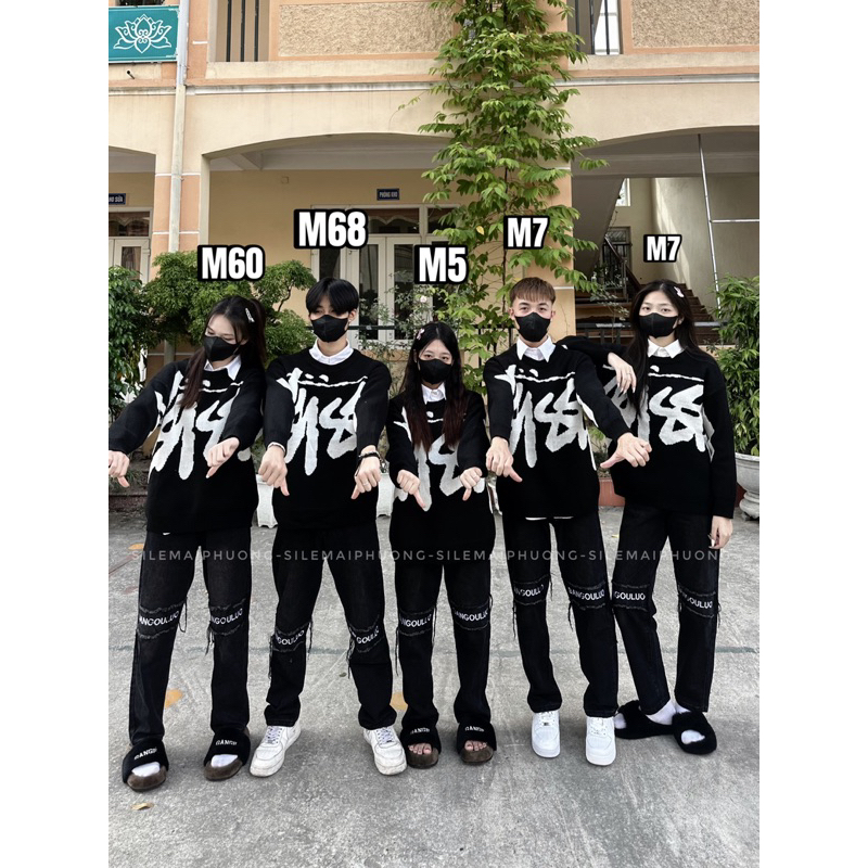 Áo len Cổ tròn stusy big logo siêu dầy