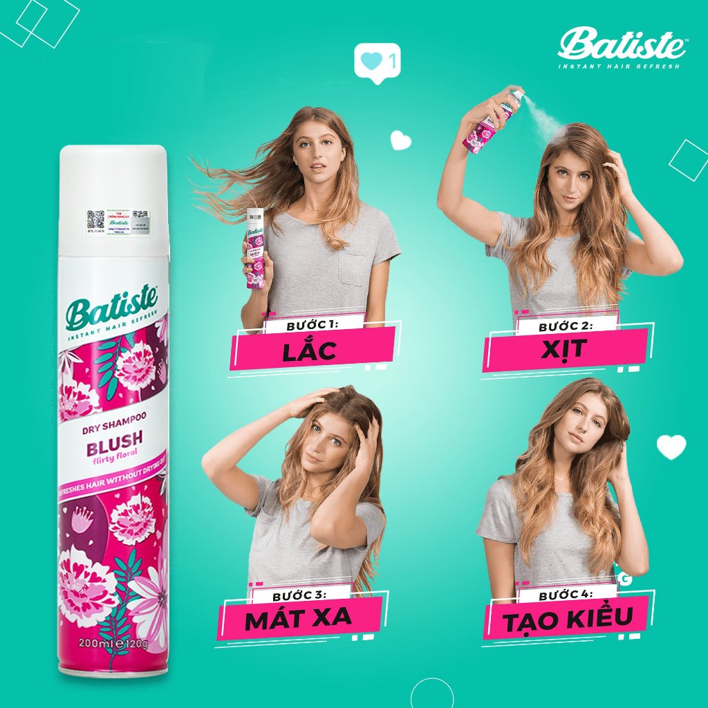 Dầu Gội Khô Số 1 Thế Giới Batiste Hương Phấn Hoa Quyến Rũ - 200ml