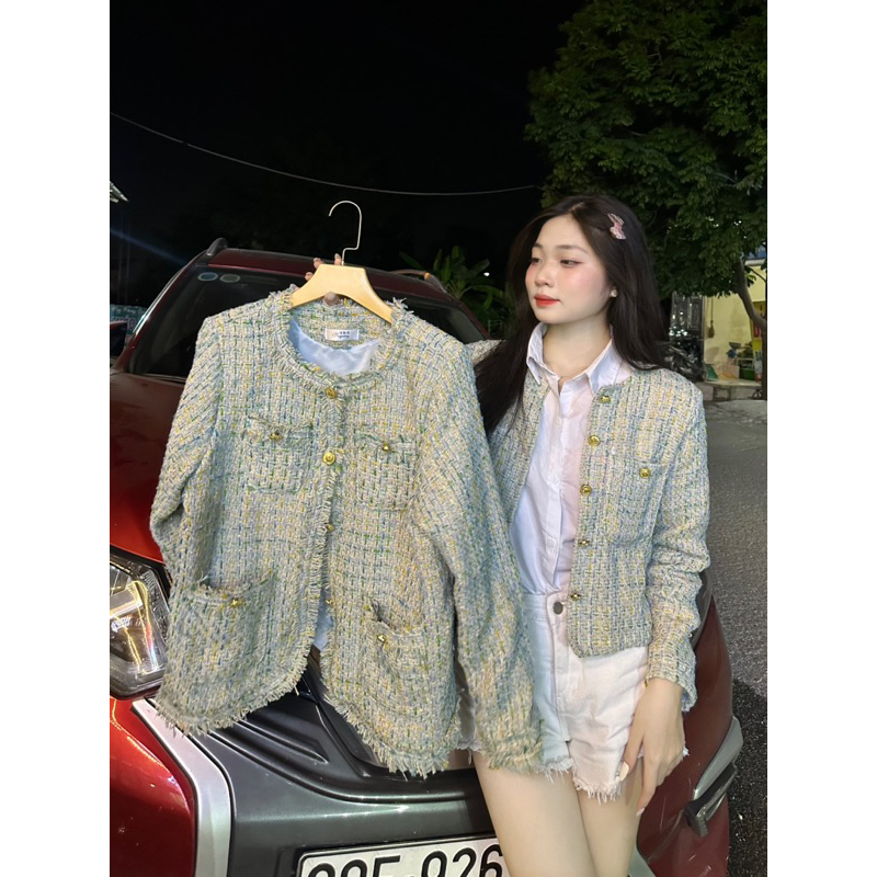 Áo Dạ twed Xanh Lá Nhũ Hot 2024