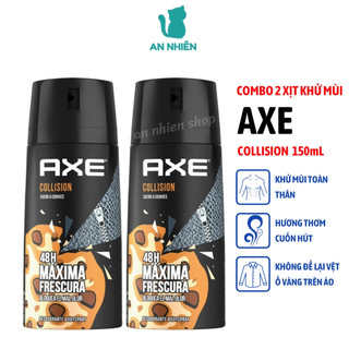 Combo 2 chai xịt nước hoa khử mùi toàn thân nam AXE Collision 150ml