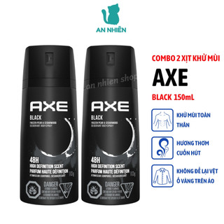 Combo 2 chai xịt nước hoa khử mùi toàn thân nam AXE Black 150ml