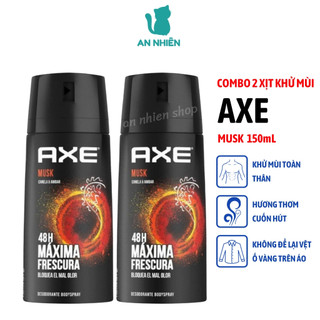 Combo 2 chai xịt nước hoa khử mùi toàn thân nam AXE Musk 150ml