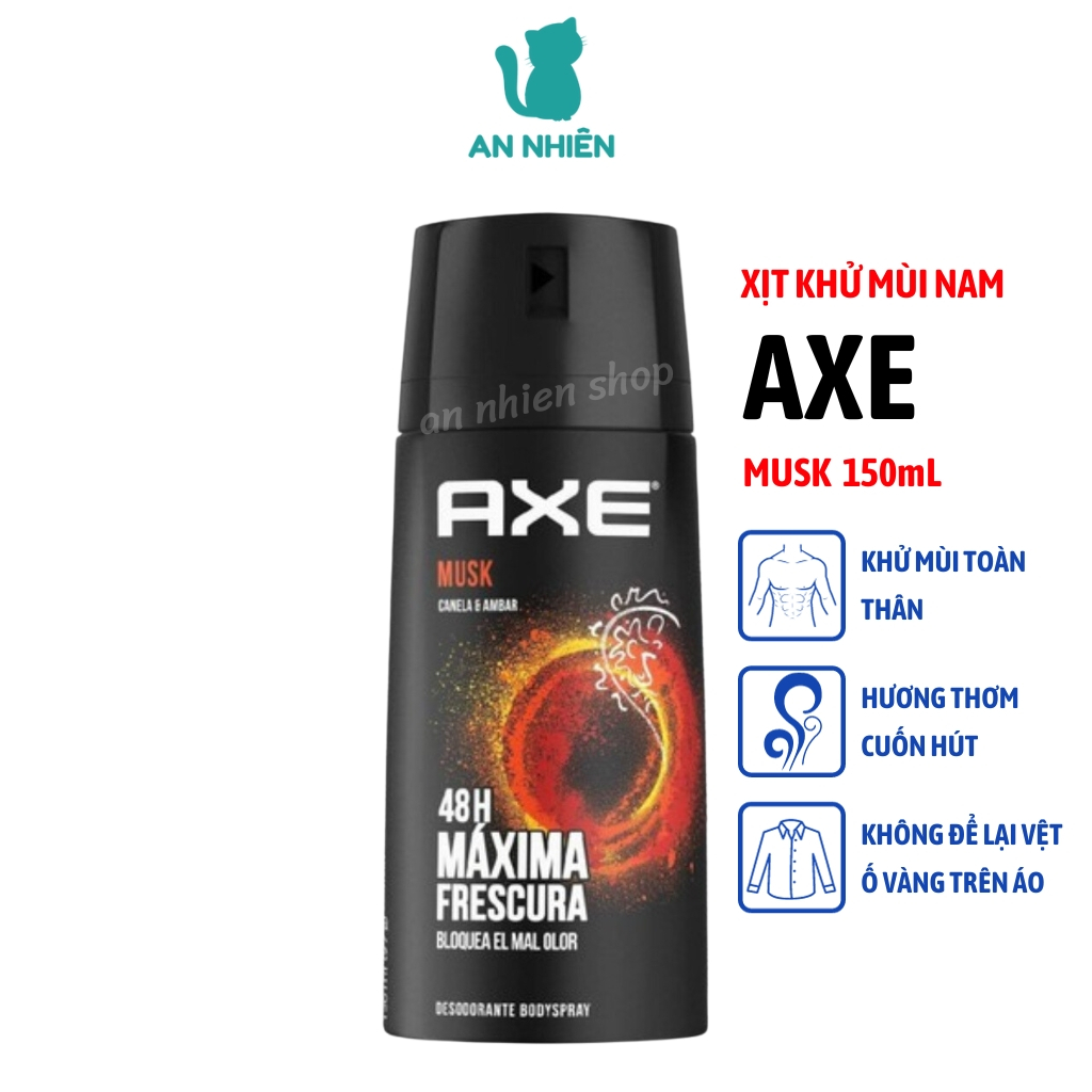 Xịt nước hoa khử mùi toàn thân nam AXE Musk 150ml