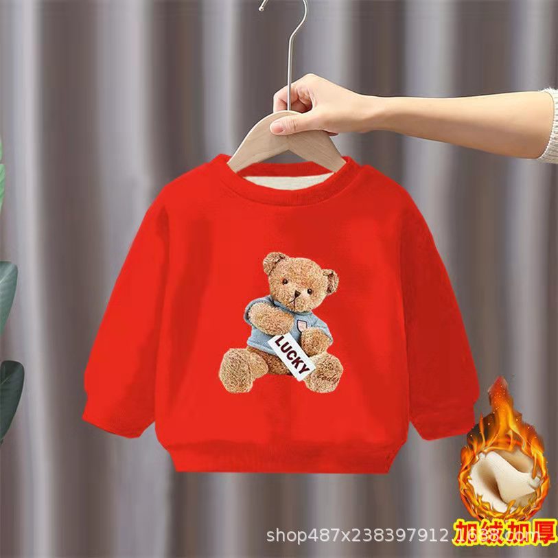 Áo dài tay cho bé trai bé gái in hình gấu