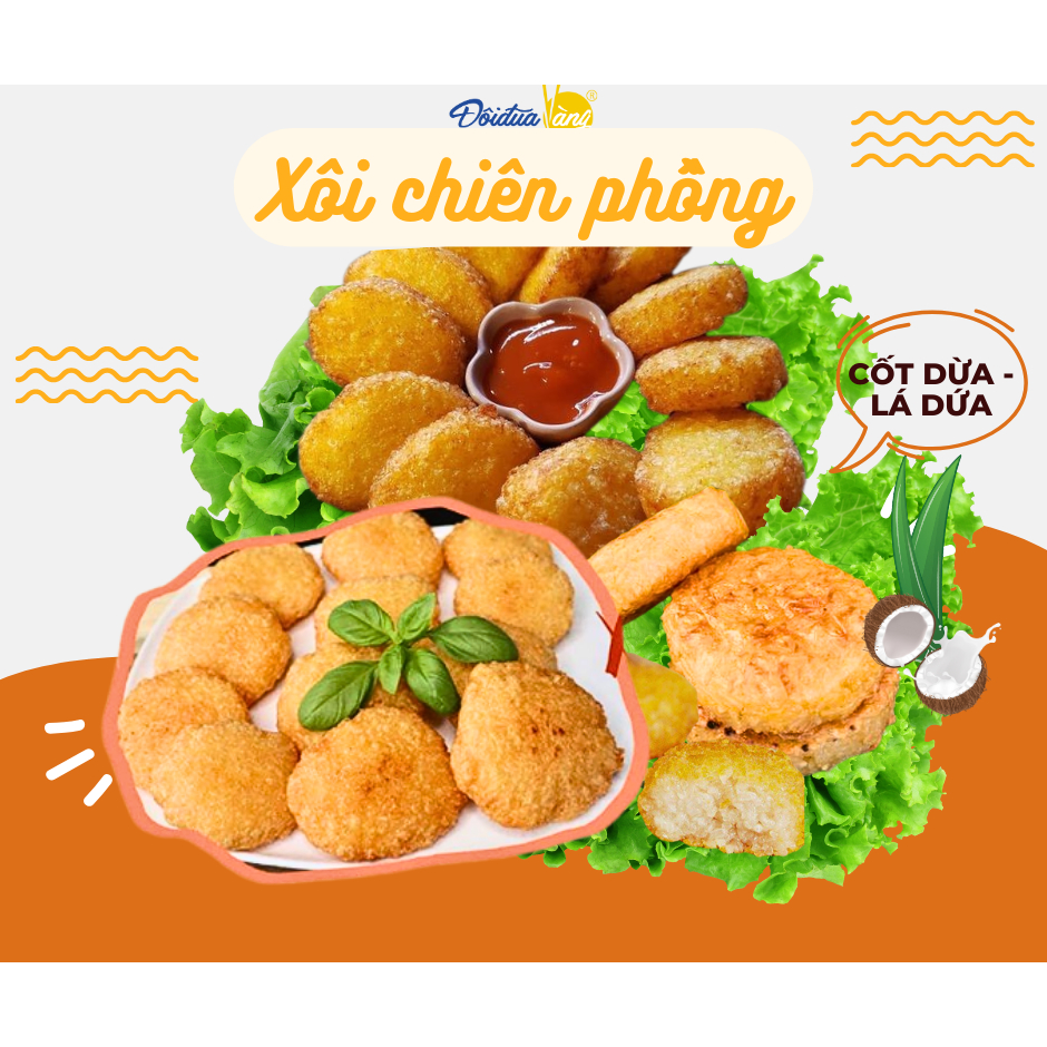 Xôi chiên phồng cốt dừa Đôi Đũa Vàng thơm dẻo 500g, Đồ Ăn Vặt Cho Bé Ngọt Bùi Thơm Mùi Nước Cốt Dừa Giàu Dưỡng Chất