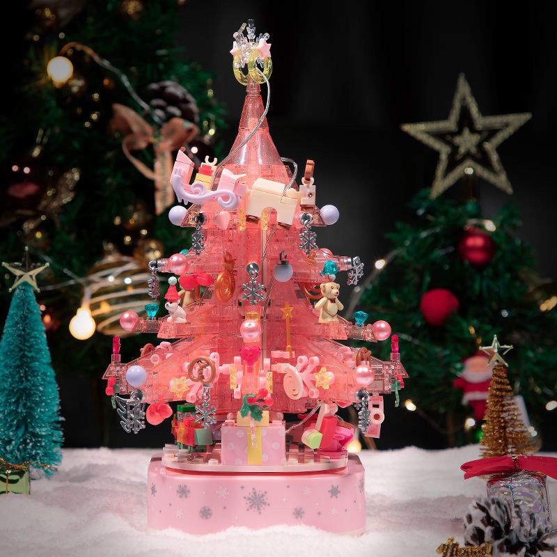 Đồ Chơi Lắp Ráp Kiểu LEGO Noel Hộp Nhạc Cây Thông Pha Lê Có Nhạc Và Đèn No.605024 Với 675 PCS,Quà Tặng Giáng Sinh Cho Bé