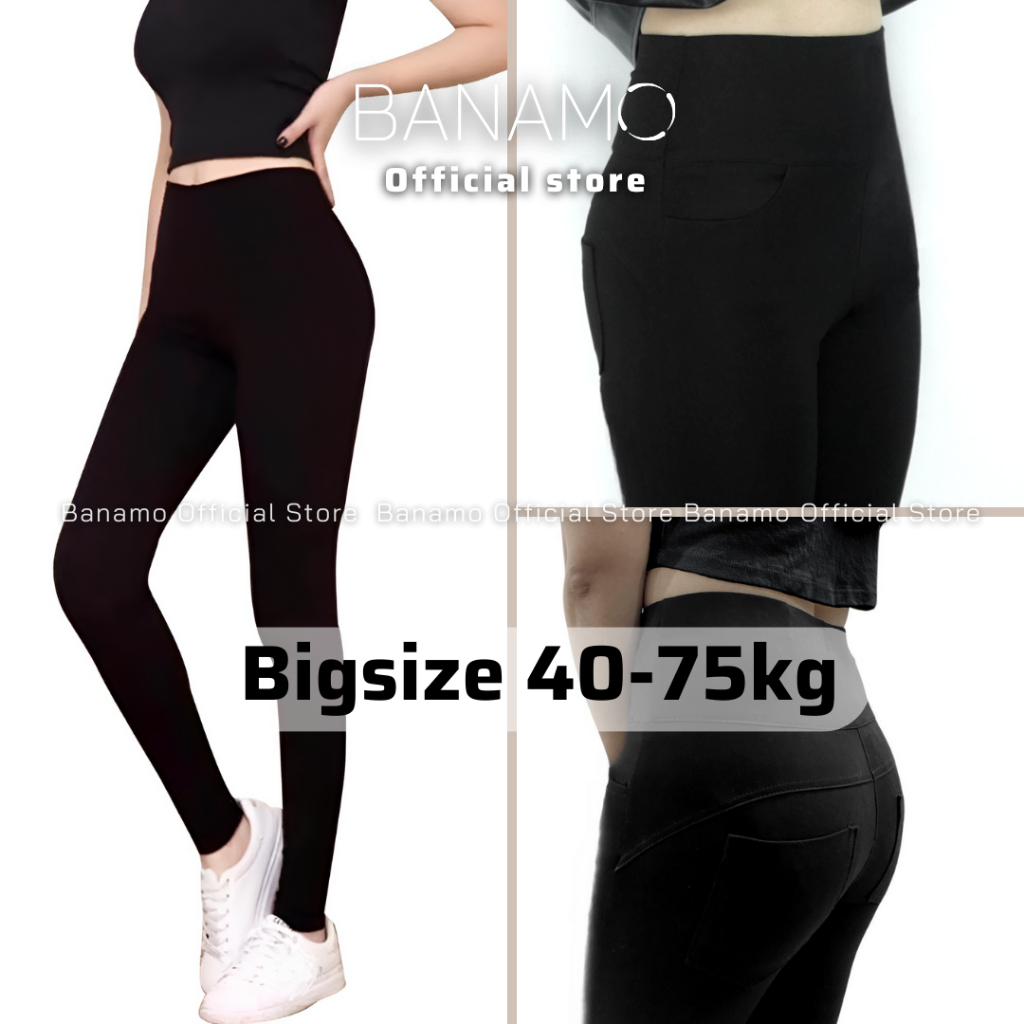 Quần legging nữ BIGSIZE Banamo Fashion legging cạp cao 4 túi gân sau 712