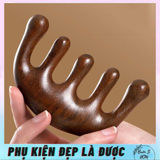 Lược gỗ đàn hương, lược massage đầu 5 nhánh chất liệu gỗ đàn hương cao cấp, giúp giảm đau nhức đầu, mùi hương thơm nhẹ
