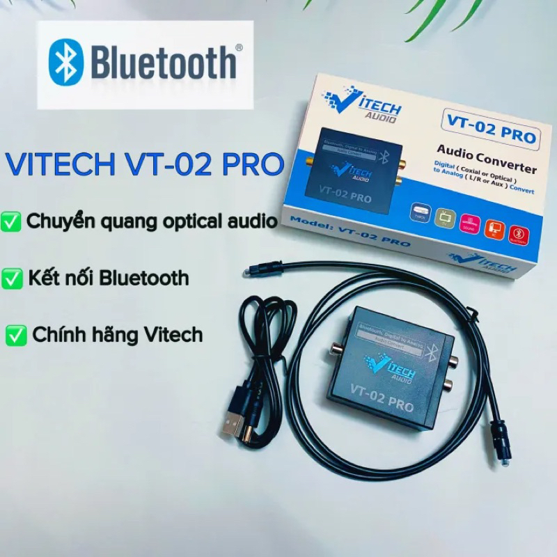Bộ chuyển đổi âm thanh cổng quang chính hãng Optical sang Analog VITECH VT-02 PRO - tặng kèm dây quang dài 1m