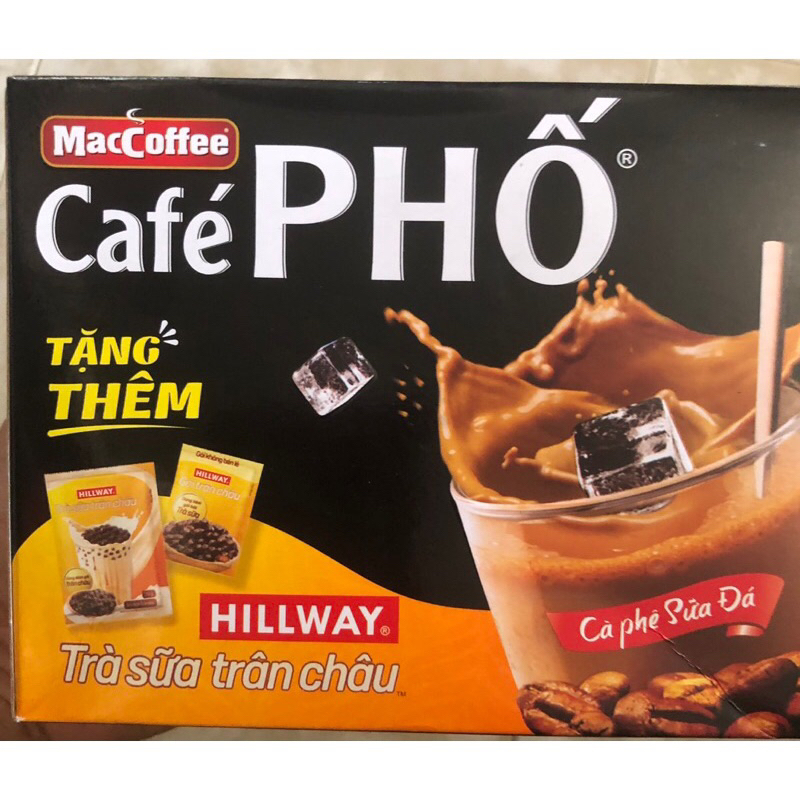 10 gói Cà phê sữa đá MacCoffee Café Phố 24g tặng kèm 2 gói trà sữa và trân châu dùng thử