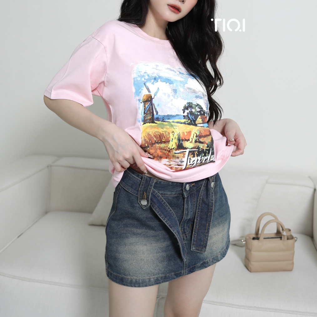 Áo thun cotton form rộng field TiQi Jeans A-51