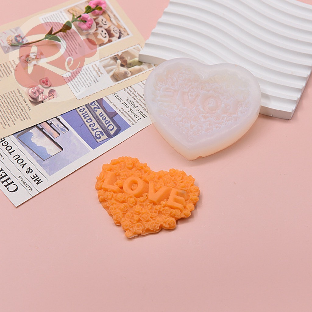– Khuôn Silicon - Love hoa hồng - Trang trí bánh sinh nhật bánh kem