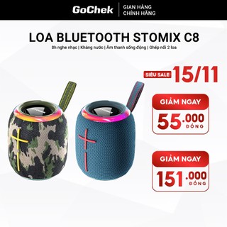 Combo 2 Loa Gochek Stomix Bluetooth c8,TWS chế độ Ghép Nối 2 Loa, Hỗ Trợ Âm Thanh Vòm, Pin 3000 mAh, Bluetooth 5.3