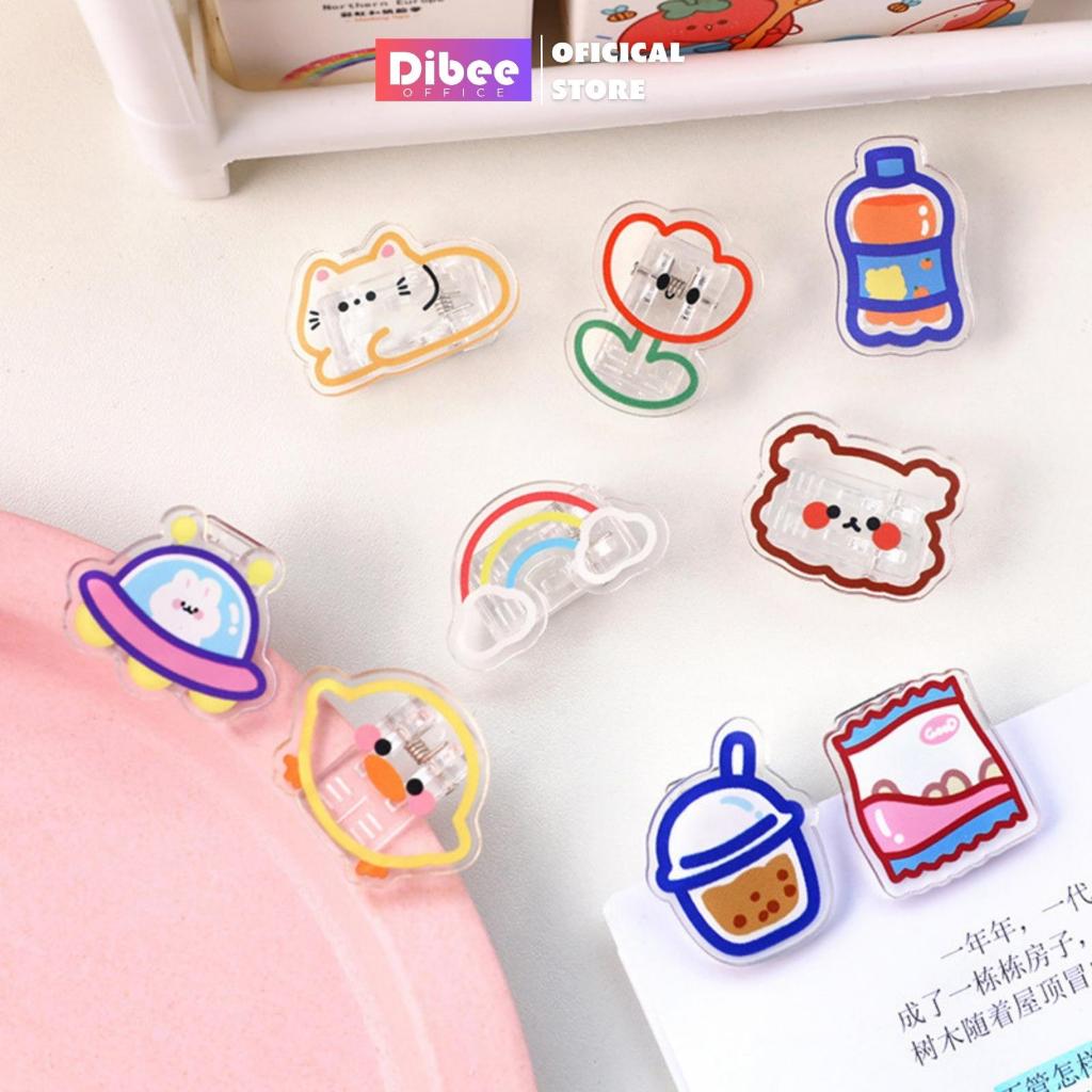 Kẹp giấy DiBee, huy hiệu kiêm kẹp giấy nhiều mẫu phủ acrylic bền, kẹp tài liệu, kẹp treo ảnh, decor dễ thương KG93