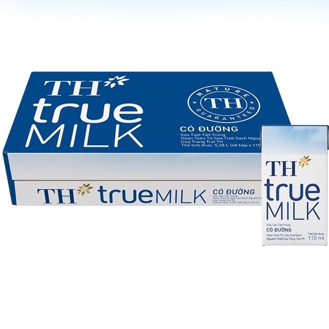 Thùng 48 hộp x 110ml. Sữa Thùng TH True Milk có đường, ít đường (Date mới)