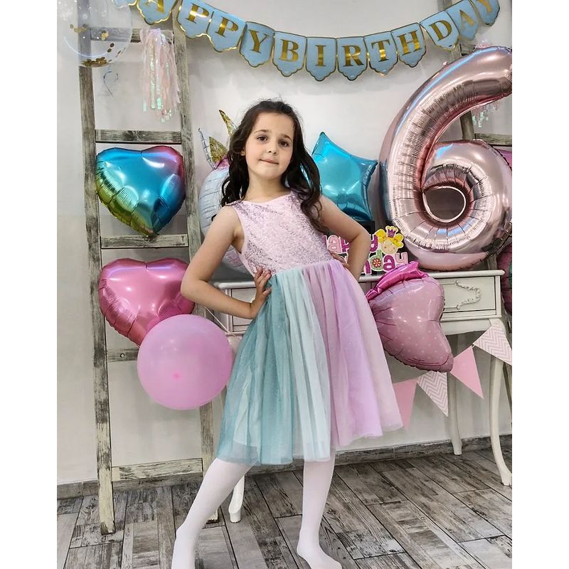 Đầm voan bé gái đính sequin 3-7 tuổi màu tím nhạt váy đầm bé gái xuất dư đầm tutu bé gái đầm công chúa bé gái