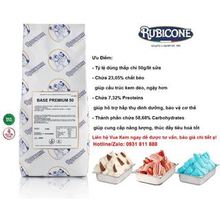 Túi 2kg Bột làm kem tươi, kem cứng bổ sung chất béo - Rubicone Base Premium 50 - Vua Kem
