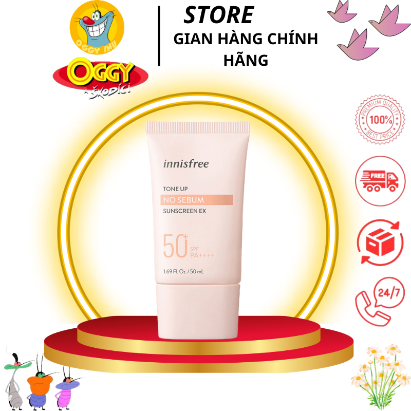Kem Chống Nắng Nâng Tone, Kiềm Dầu Innisfree Tone Up No Sebum - Tone Up Watering Sunscreen SPF50/PA++++ 50ml