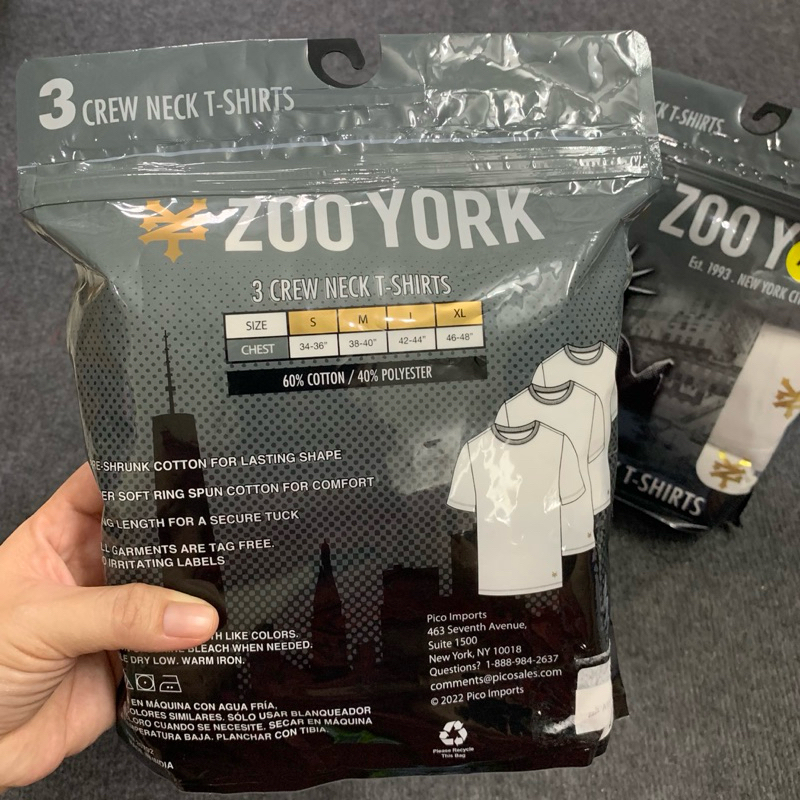 Set 3 áo thun Nam trắng trơn Zoo York size M