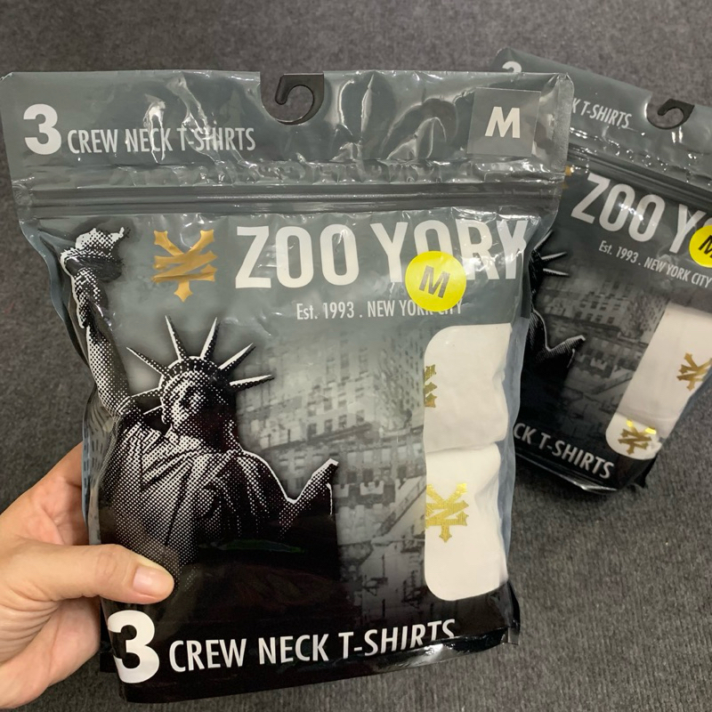 Set 3 áo thun Nam trắng trơn Zoo York size M