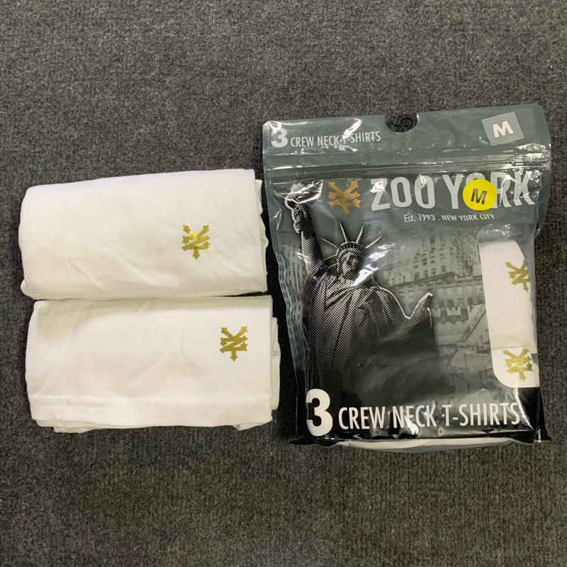 Set 3 áo thun Nam trắng trơn Zoo York size M
