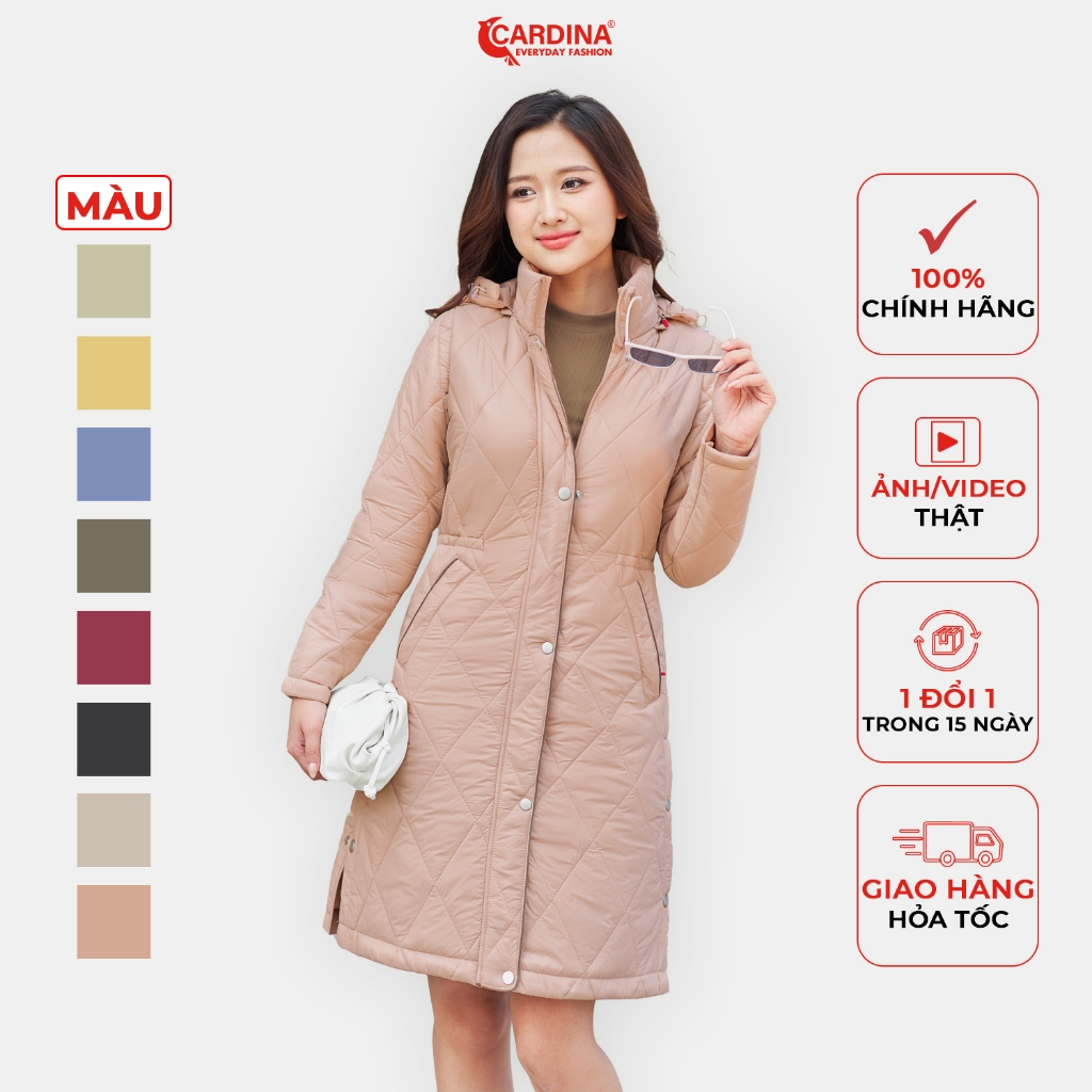 Áo trần trám nữ CARDINA dáng dài với cấu trúc bông Nhật Bản mang lại hiệu quả giữ ấm tối ưu 3PDF02
