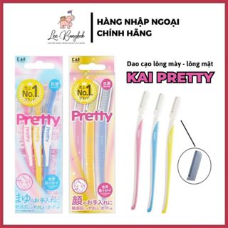 Set 3 Dao Cạo Lông Mày, Lông Mặt Kai Can Pretty Cán Dài Cao Cấp No1 Nội Địa Nhật Bản Bằng Nhựa Nhỏ Gọn Lưỡi Đơn Thân