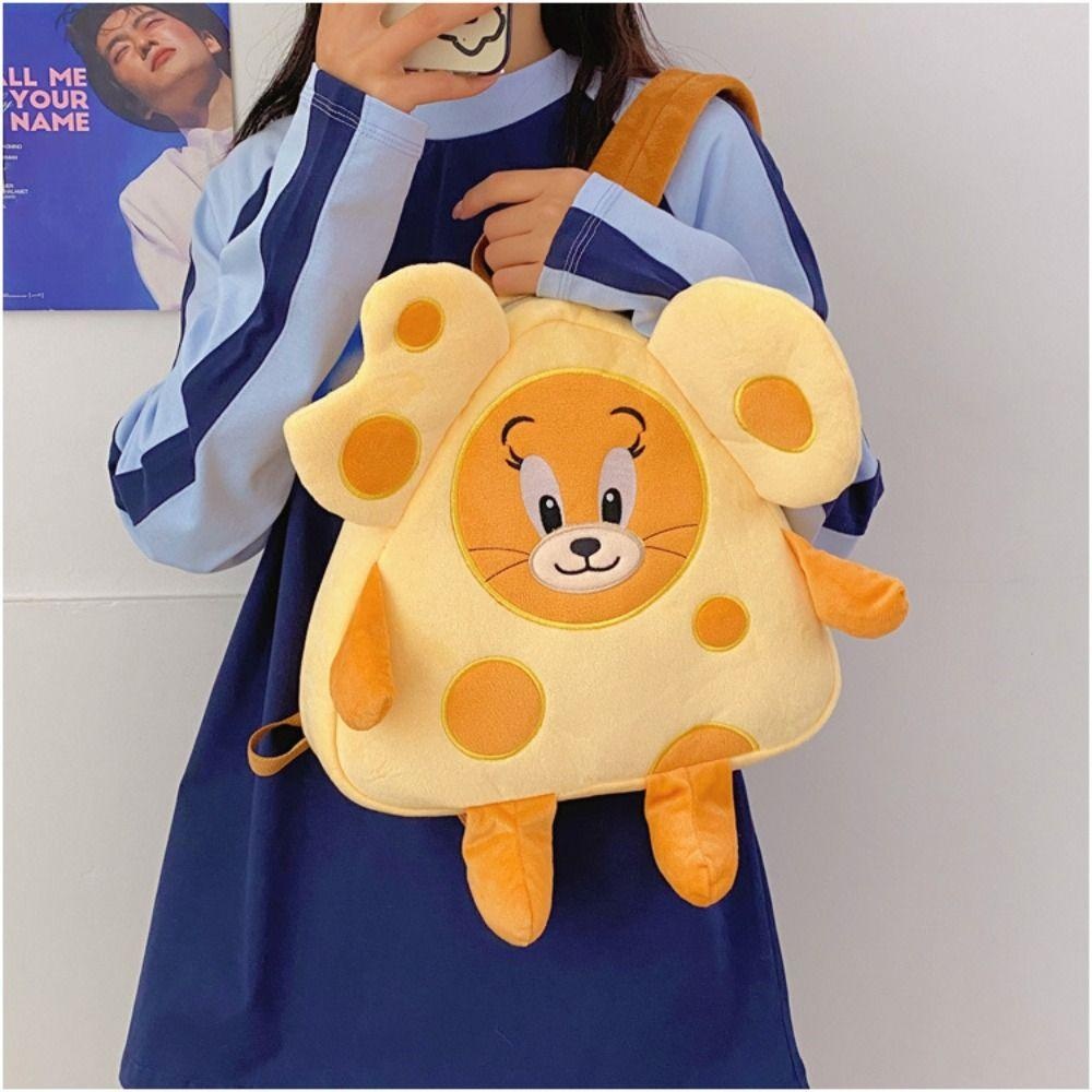 MVP3757 Ba Lô Vải Bông Hình tom Và jerry Đơn Giản Sức Chứa Lớn Phong Cách Ngọt Ngào Cho Học Sinh