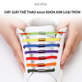 Dây giày dẹt thông minh có khóa kim loại tròn không cần buộc KAYFIA cho giày thể thao nam nữ trẻ em, người lớn
