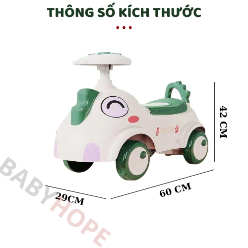 Xe chòi chân cho bé 1 2 3 tuổi, Xe lắc cho bé có nhạc còi chống lật hình khủng long