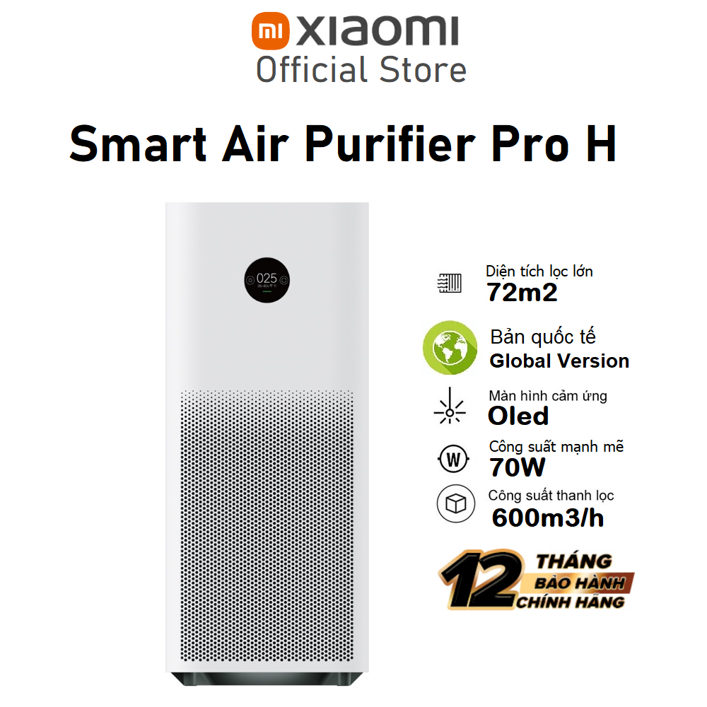 [Hỏa tốc] Máy Lọc Không Khí Xiaomi Smart Air Purifier Pro H Diện tích lọc lớn 72m2 - Hàng chính hãng