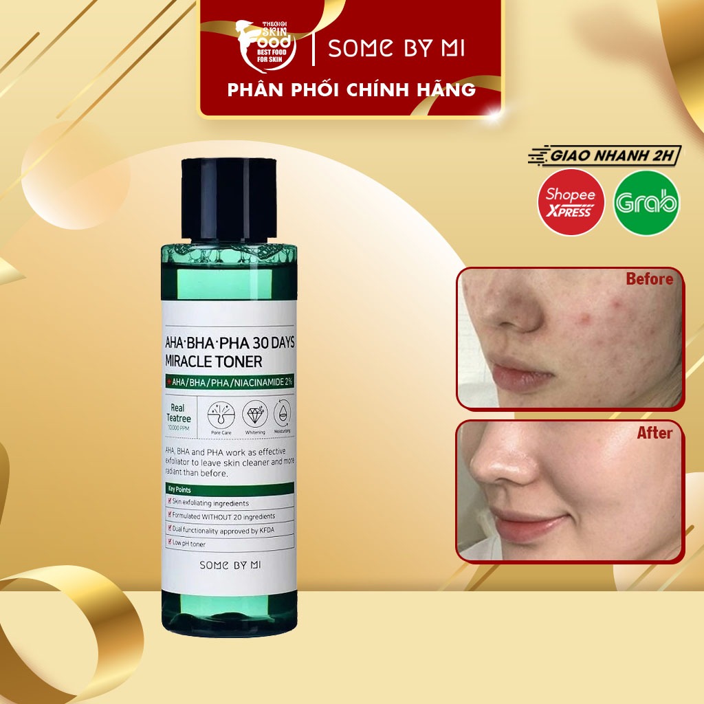 Nước hoa hồng giảm mụn, làm sạch, loại bỏ da chết Hàn Quốc Some By Mi AHA-BHA-PHA 30 Days Miracle Toner 150ml